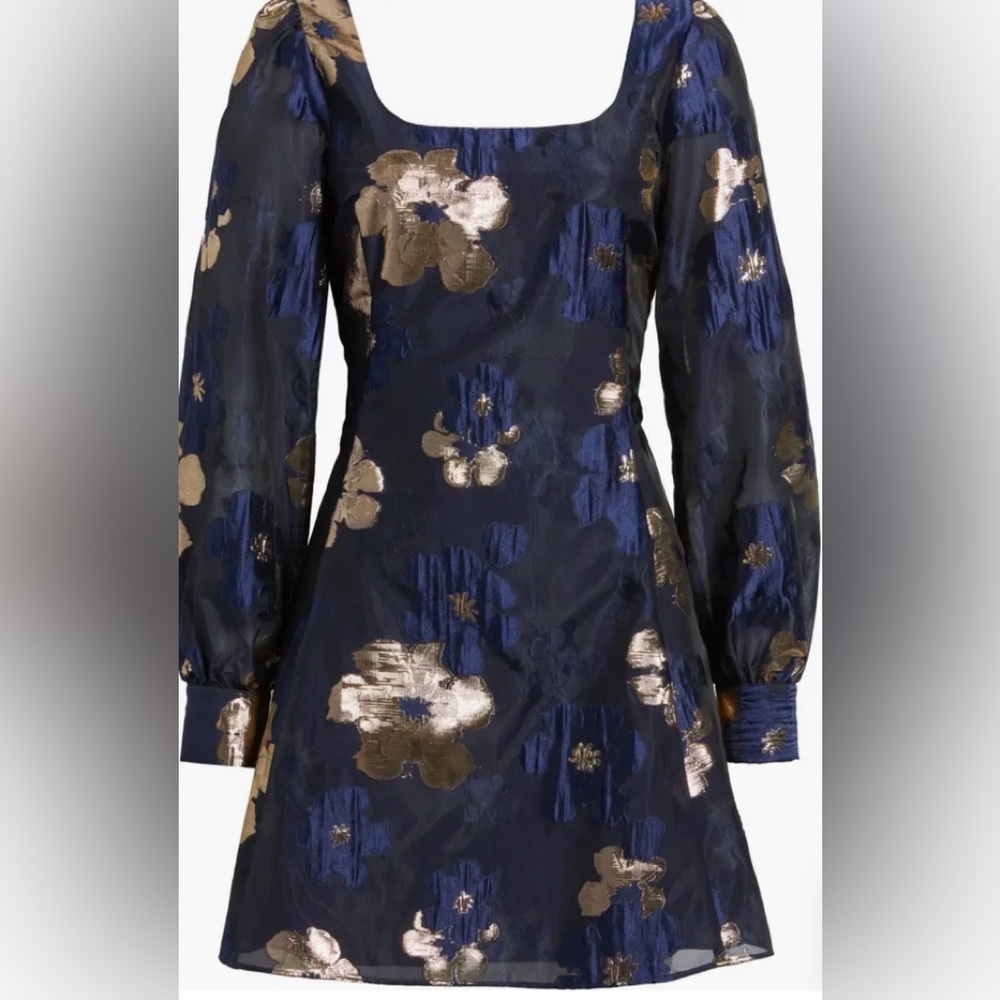 Metallic Floral Jacquard Minidress